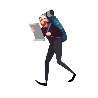 Traveler with backpack and map